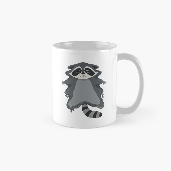 Item preview, Exhausted raccoon sprawled flat on the floor, resembling a puddle, ideal for lazy day memes and burnout humor. designed and sold by ElegantOutlines.