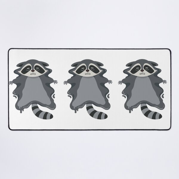 Item preview, Exhausted raccoon sprawled flat on the floor, resembling a puddle, ideal for lazy day memes and burnout humor. designed and sold by ElegantOutlines.