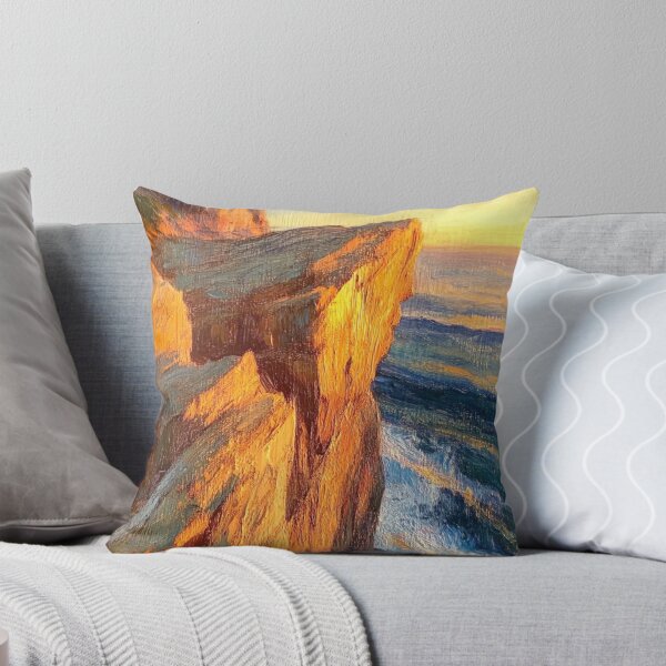 Item preview, Golden Hour Sea Cliff Coastal Sunset Oil Painting designed and sold by OpenFieldNotes.