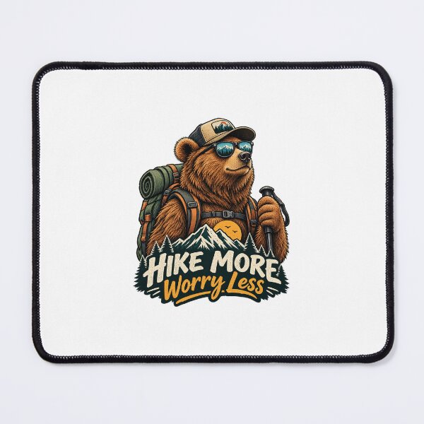 Item preview, Hike More Worry Less Bear Hiking Vintage Design designed and sold by JojoStudio84.