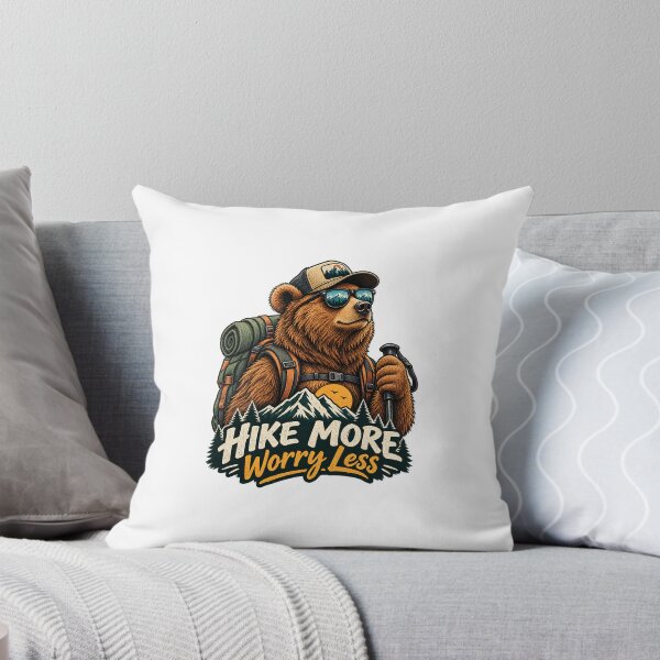 Item preview, Hike More Worry Less Bear Hiking Vintage Design designed and sold by JojoStudio84.
