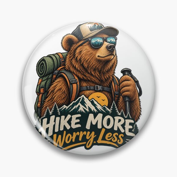 Item preview, Hike More Worry Less Bear Hiking Vintage Design designed and sold by JojoStudio84.