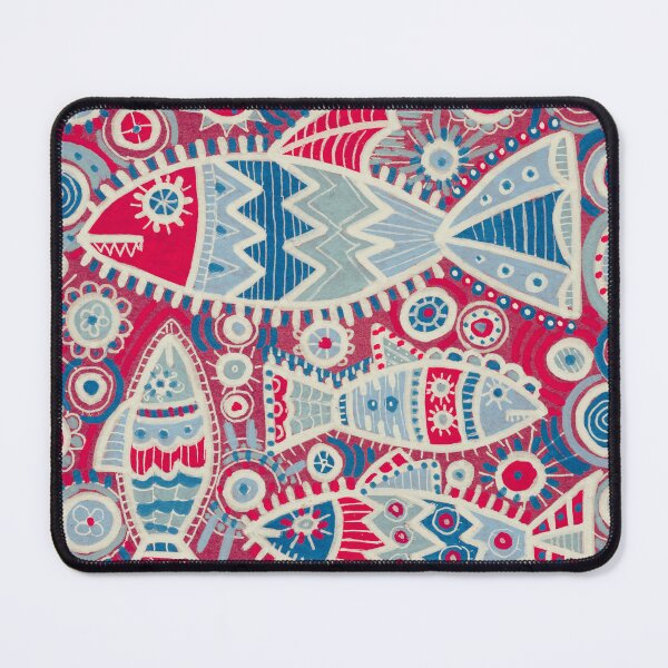 Item preview, Red and Blue Folk Fish Pattern designed and sold by Fani*.