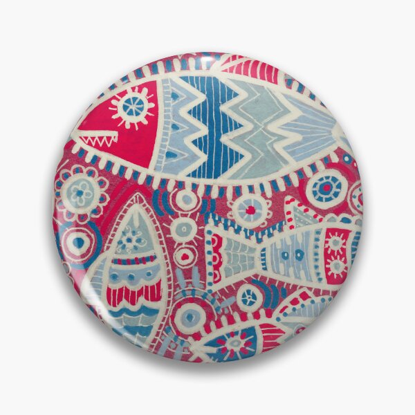 Item preview, Red and Blue Folk Fish Pattern designed and sold by Fani*.