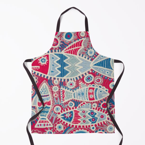 Item preview, Red and Blue Folk Fish Pattern designed and sold by Fani*.