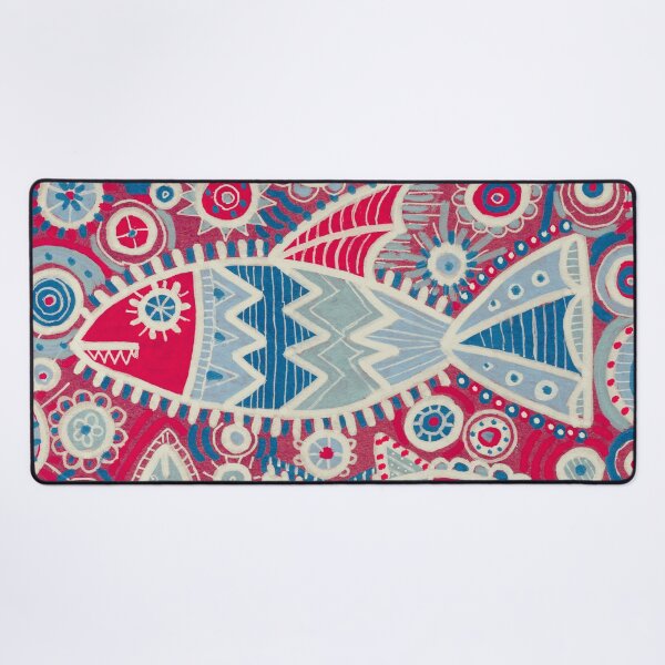 Item preview, Red and Blue Folk Fish Pattern designed and sold by Fani*.