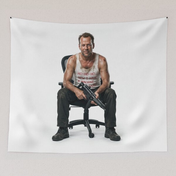 Item preview, Die Hard Christmas Party Xmas Hans Gruber John McClane Design Nakatomi Plaza 1988 Jumper Tee Shirt Mug Dress Pillow Throw Santa Movie Snow Funny Deck The Hans designed and sold by Cool Robot Bro..