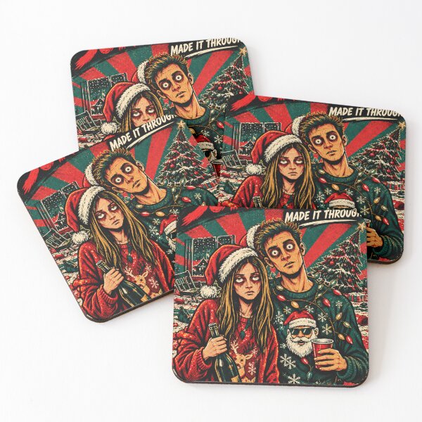 Item preview, Christmas Survivors Retro Holiday Horror Poster designed and sold by MariDonna.
