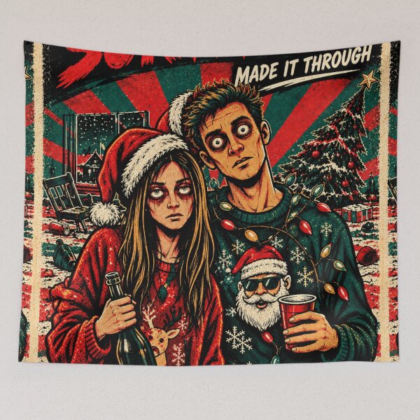 Item preview, Christmas Survivors Retro Holiday Horror Poster designed and sold by MariDonna.