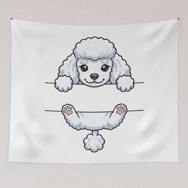 Item preview, Cute Peeking White Poodle Split Monogram designed and sold by PetalsPaws.