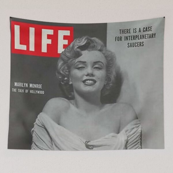 Item preview, Life Magazine Cover Vintage Marilyn Monroe UFO Flying Saucer Girls Ladies Women Wall Art Poster Print Tee Cushion Mug Shirt designed and sold by Cool Robot Bro..
