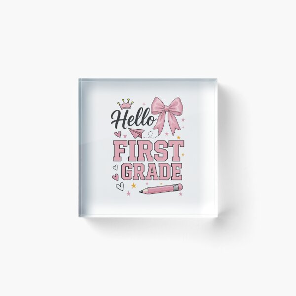 Item preview, Hello First Grade Pink Bow Crown designed and sold by MysticMirth.