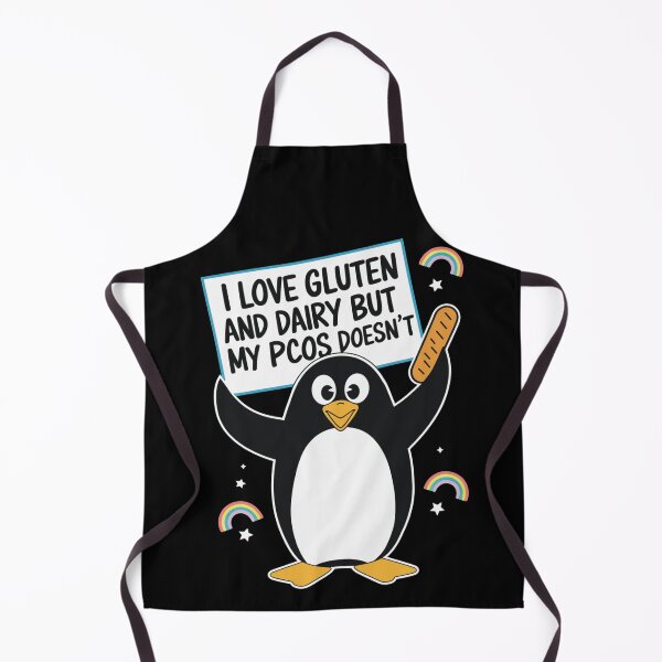 Item preview, I Love Gluten and Dairy But My PCOS Doesn’t Funny Penguin Gift designed and sold by SkymarArt.