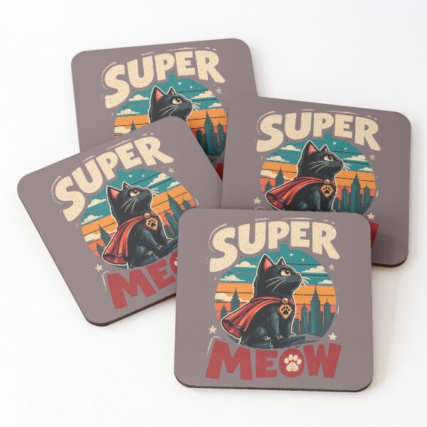 Item preview, Super Meow Black Cat Superhero Retro Comic Design designed and sold by Retro Whiskers.