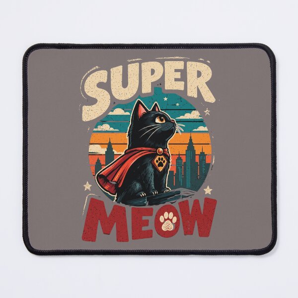 Item preview, Super Meow Black Cat Superhero Retro Comic Design designed and sold by Retro Whiskers.