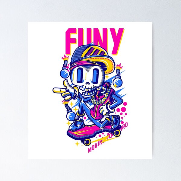 Item preview, Retro Neon Funky Skeleton Skater | 90s Streetwear & Graffiti designed and sold by Creatby7030.