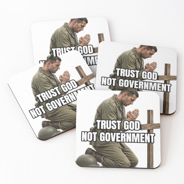 Item preview, Trust God Not Government Praying Soldier Sunrise Color Shirt designed and sold by Bluntees .