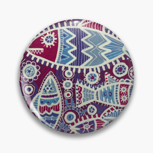 Item preview, Folk Fish in Burgundy and Indigo Pattern designed and sold by Fani*.