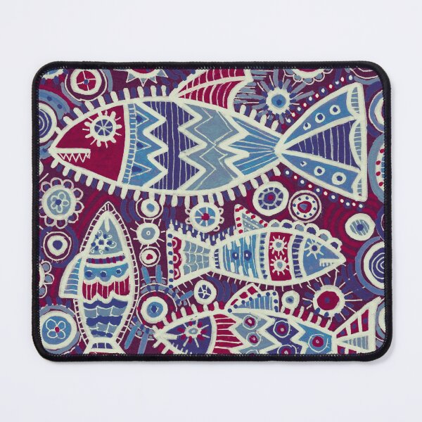 Item preview, Folk Fish in Burgundy and Indigo Pattern designed and sold by Fani*.