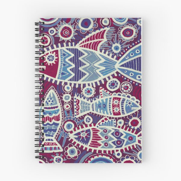 Item preview, Folk Fish in Burgundy and Indigo Pattern designed and sold by Fani*.