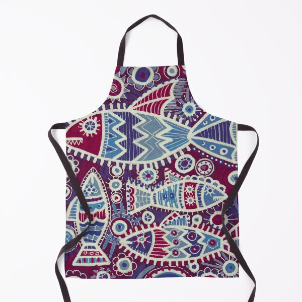 Item preview, Folk Fish in Burgundy and Indigo Pattern designed and sold by Fani*.