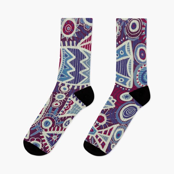 Item preview, Folk Fish in Burgundy and Indigo Pattern designed and sold by Fani*.