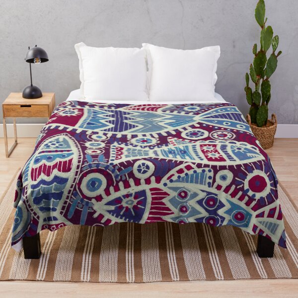 Item preview, Folk Fish in Burgundy and Indigo Pattern designed and sold by Fani*.