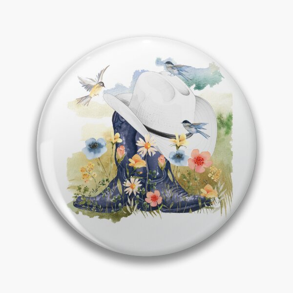 Item preview, Cowboy Boots, Wildflowers, Birds, & Meadow Background designed and sold by JeweledDesigns.