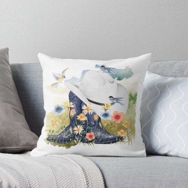 Item preview, Cowboy Boots, Wildflowers, Birds, & Meadow Background designed and sold by JeweledDesigns.