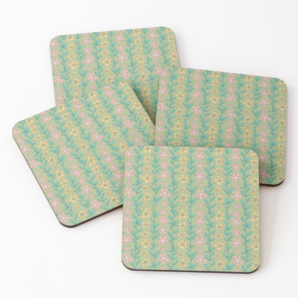 Item preview, Pink, green, and yellow floral flower pattern  designed and sold by SketchedRealm.