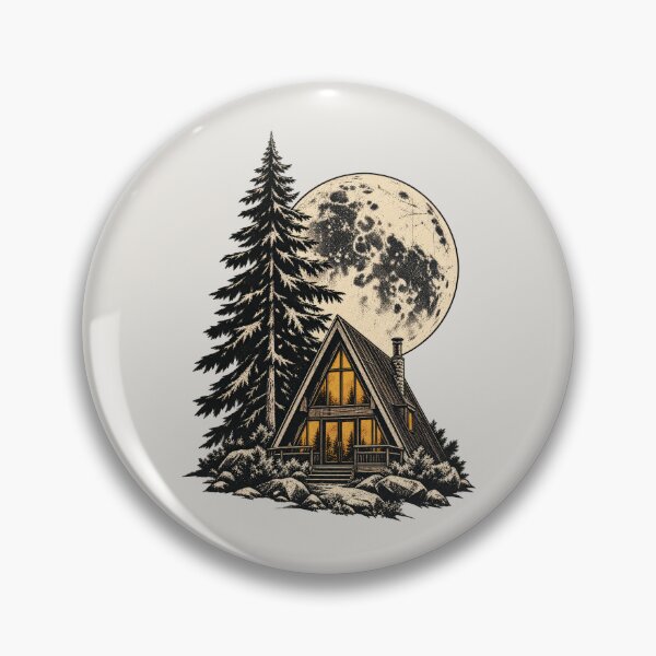 Item preview, Minimalist Cabin Frame With Pine Tree and Moon designed and sold by scicilysimonee.