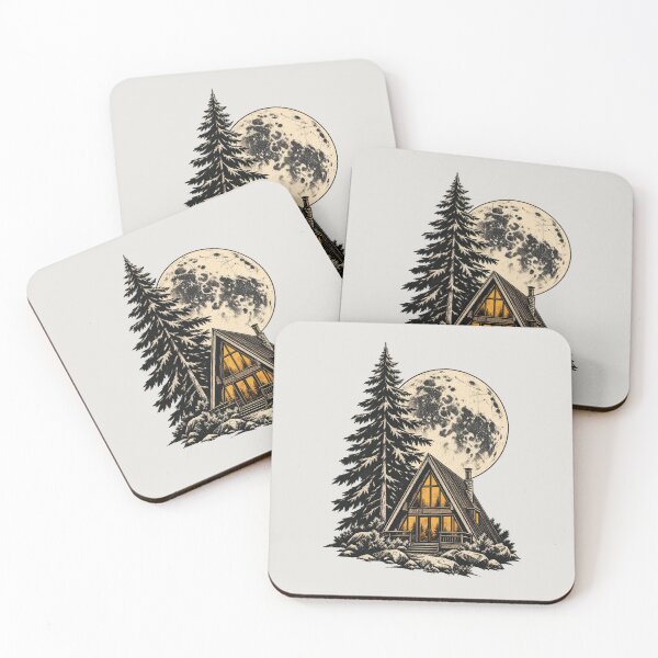 Item preview, Minimalist Cabin Frame With Pine Tree and Moon designed and sold by scicilysimonee.