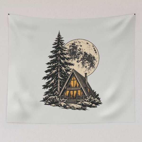 Item preview, Minimalist Cabin Frame With Pine Tree and Moon designed and sold by scicilysimonee.