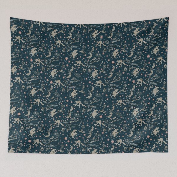 Item preview, Bump in the Night (Vintage Halloween Pattern in Navy) designed and sold by AKateWillett.