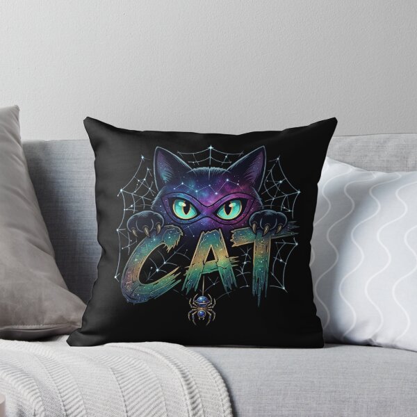 Item preview, Galaxy Cat Cosmic Halloween Spider Web Mystical Art designed and sold by Retro Whiskers.