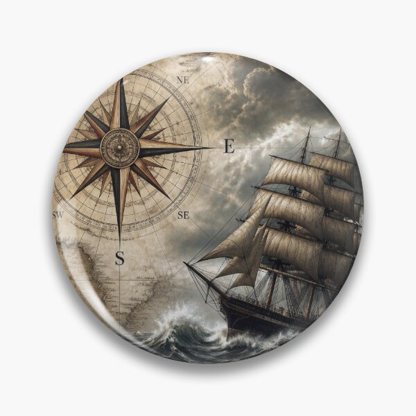 Item preview, Sailing Ship with Compass Rose designed and sold by Maria Dryfhout.