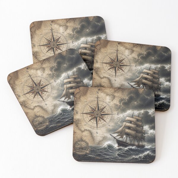 Item preview, Sailing Ship with Compass Rose designed and sold by Maria Dryfhout.