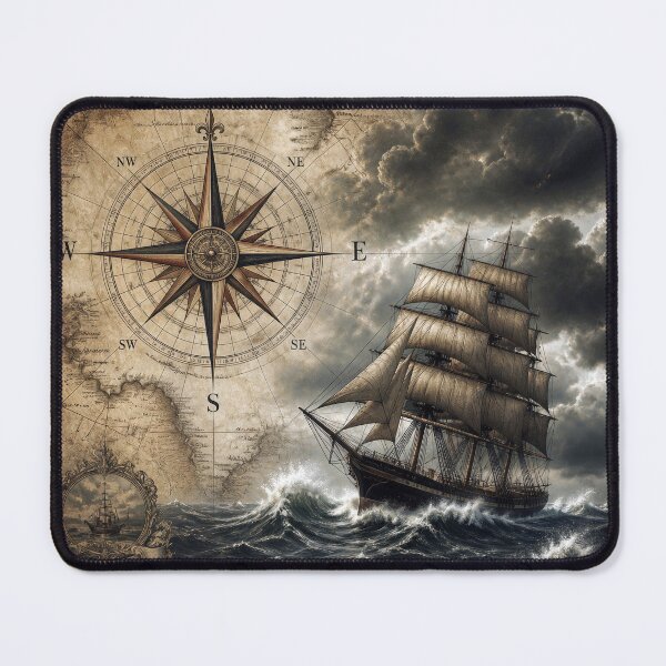 Item preview, Sailing Ship with Compass Rose designed and sold by Maria Dryfhout.