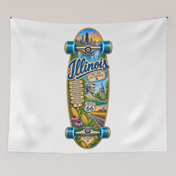 Item preview, Illinois Gen X Skateboard designed and sold by Whimspired By Paxx.