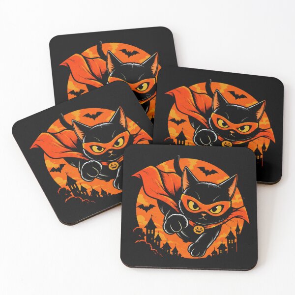 Item preview, Superhero Cat Halloween White Cat Cape Mask Spooky designed and sold by Retro Whiskers.