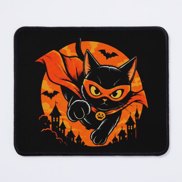 Item preview, Superhero Cat Halloween White Cat Cape Mask Spooky designed and sold by Retro Whiskers.