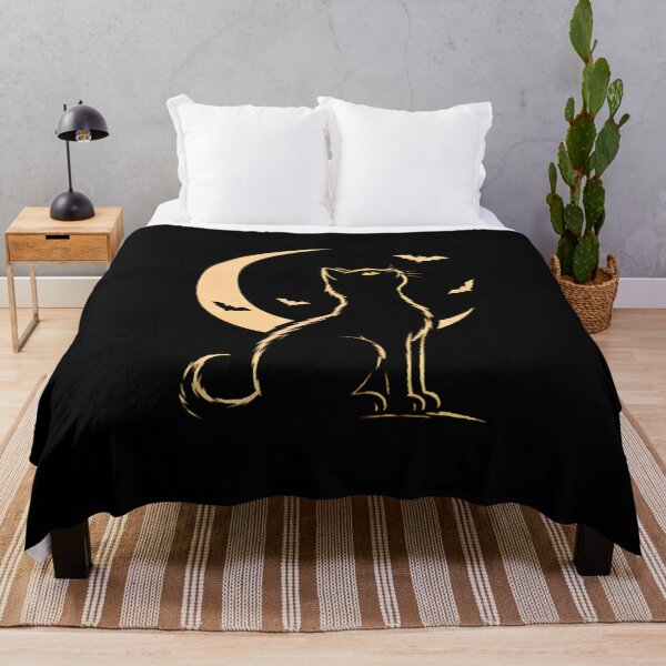 Item preview, Golden Moon Cat Halloween Minimalist Line Art designed and sold by Retro Whiskers.