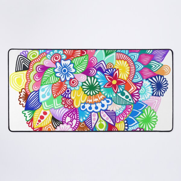 Item preview, Vibrant Floral Doodle Bouquet and Intricate Zentangle Pattern Art designed and sold by FioreDiCiliegio.