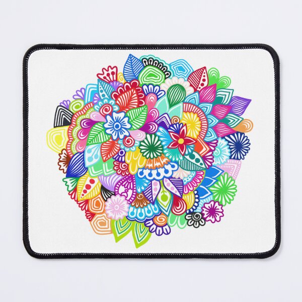 Item preview, Vibrant Floral Doodle Bouquet and Intricate Zentangle Pattern Art designed and sold by FioreDiCiliegio.
