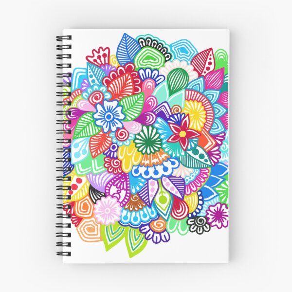 Item preview, Vibrant Floral Doodle Bouquet and Intricate Zentangle Pattern Art designed and sold by FioreDiCiliegio.