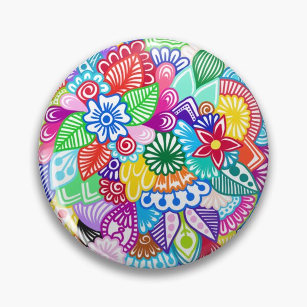 Item preview, Vibrant Floral Doodle Bouquet and Intricate Zentangle Pattern Art designed and sold by FioreDiCiliegio.