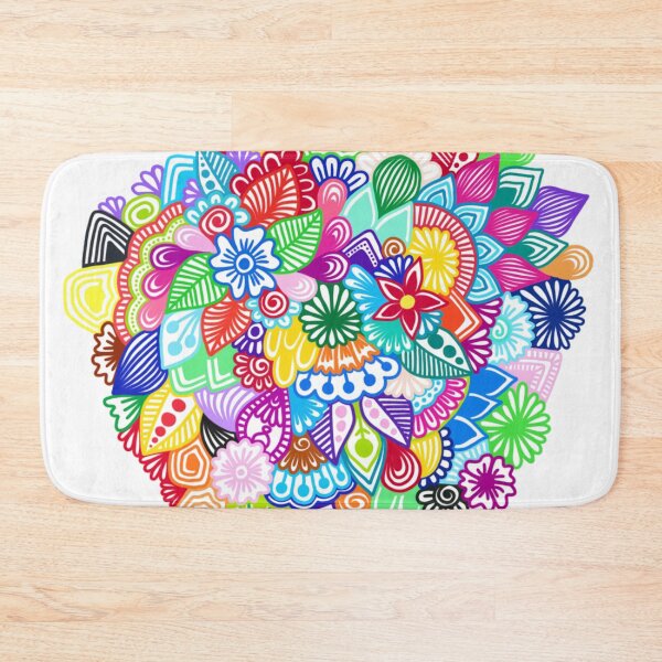 Item preview, Vibrant Floral Doodle Bouquet and Intricate Zentangle Pattern Art designed and sold by FioreDiCiliegio.