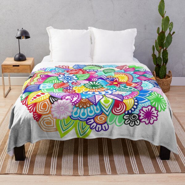 Item preview, Vibrant Floral Doodle Bouquet and Intricate Zentangle Pattern Art designed and sold by FioreDiCiliegio.