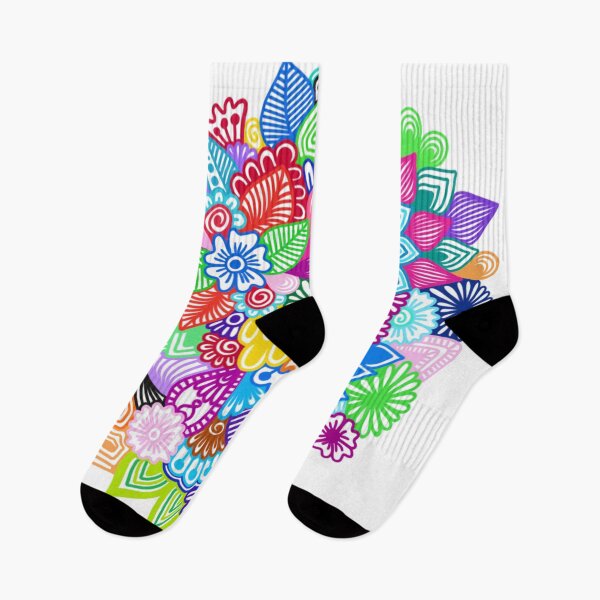 Item preview, Vibrant Floral Doodle Bouquet and Intricate Zentangle Pattern Art designed and sold by FioreDiCiliegio.