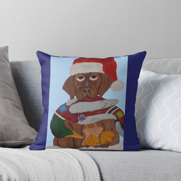Item preview, Chocolate Labrador Retriever Puppy in Santa hat & duck toy designed and sold by Squirreldumplings.